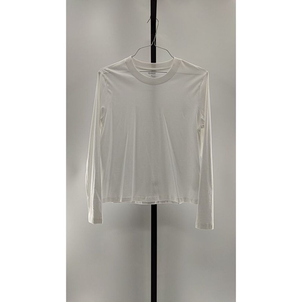 Quince Women Cotton Modal Relaxed Long Sleeve Tee White Top M